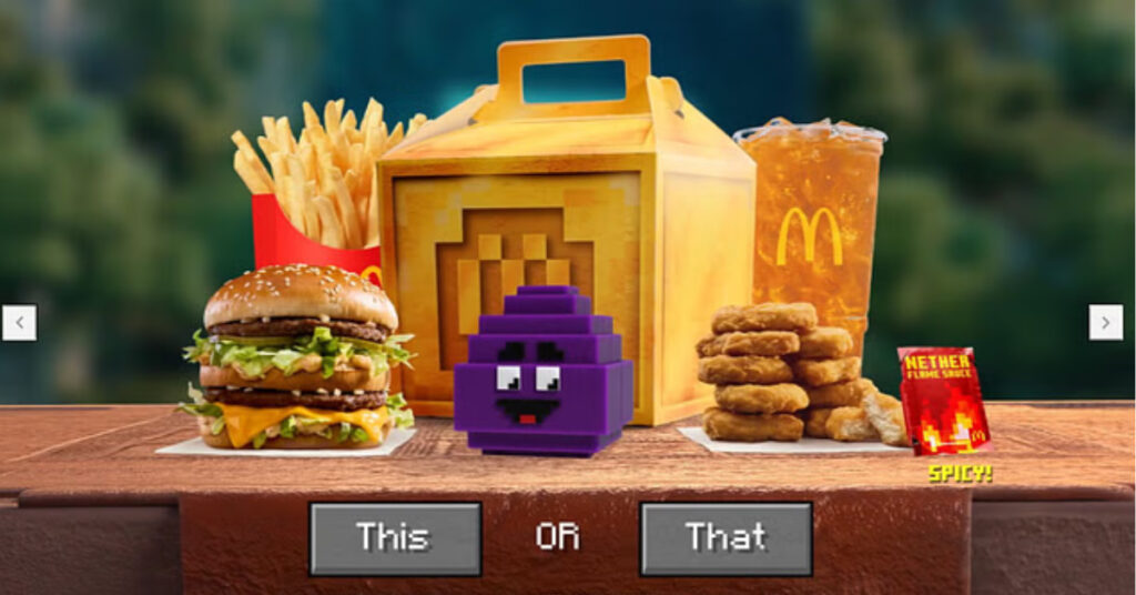 McDonald's Minecraft movie menu