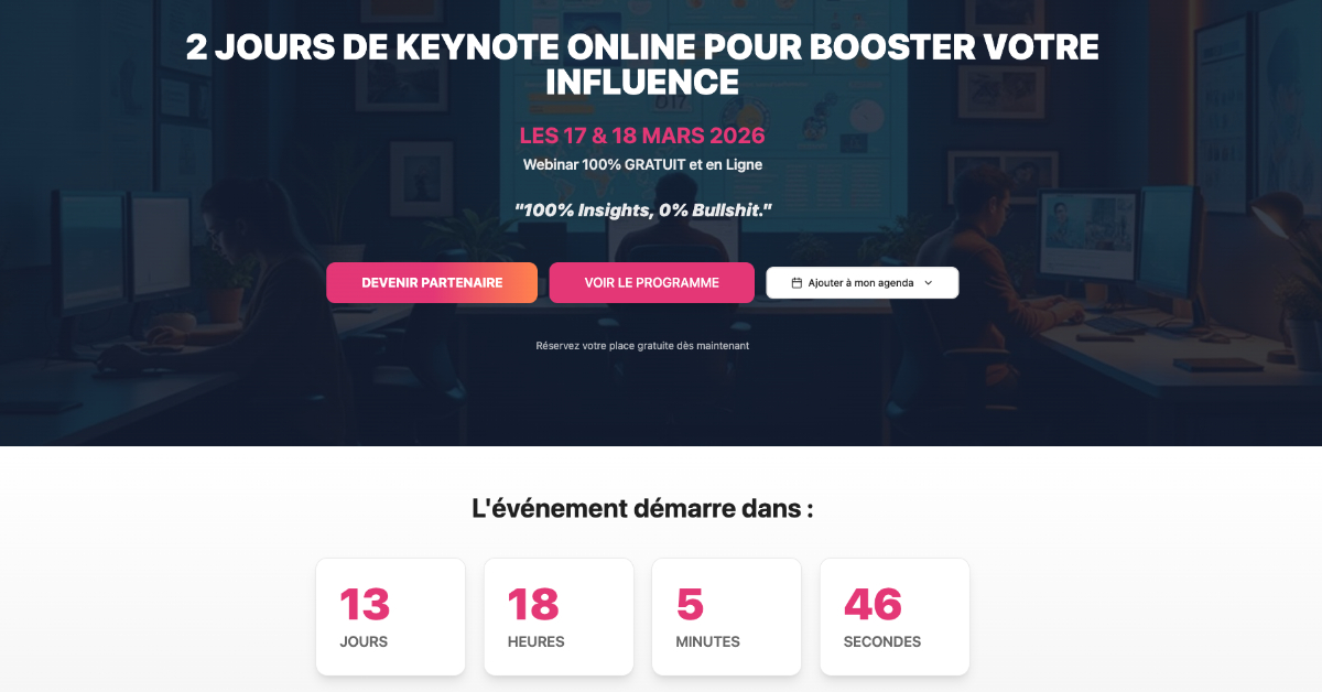 landing page de l'evenement Influence Insight Days 2026