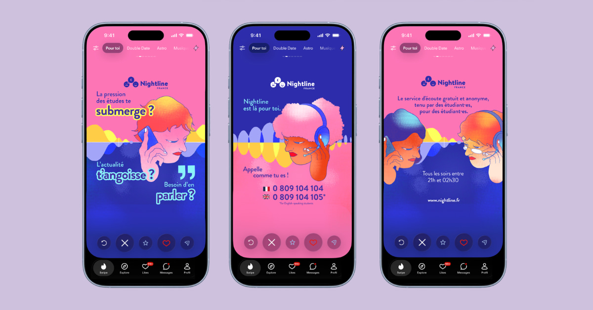 Tinder et nightline santé mentale